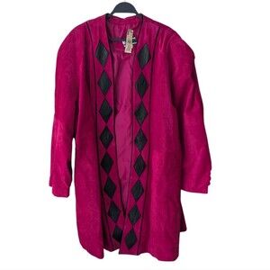 Vintage‎ Linda Karan Pink Suede Deadstock Diamond Jacket Size 3X